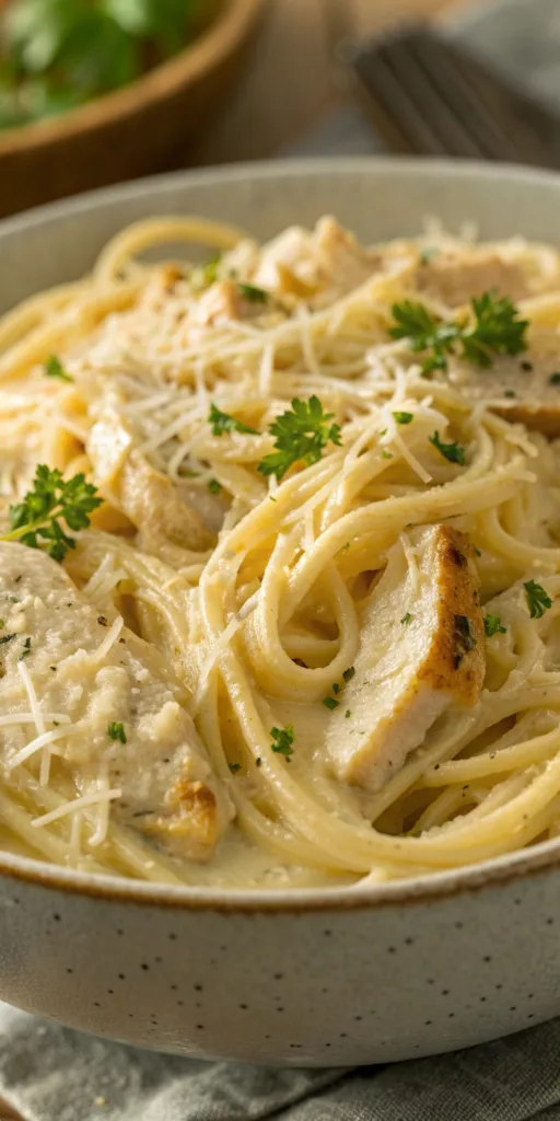 Chicken Alfredo Three-Cheese Spaghetti