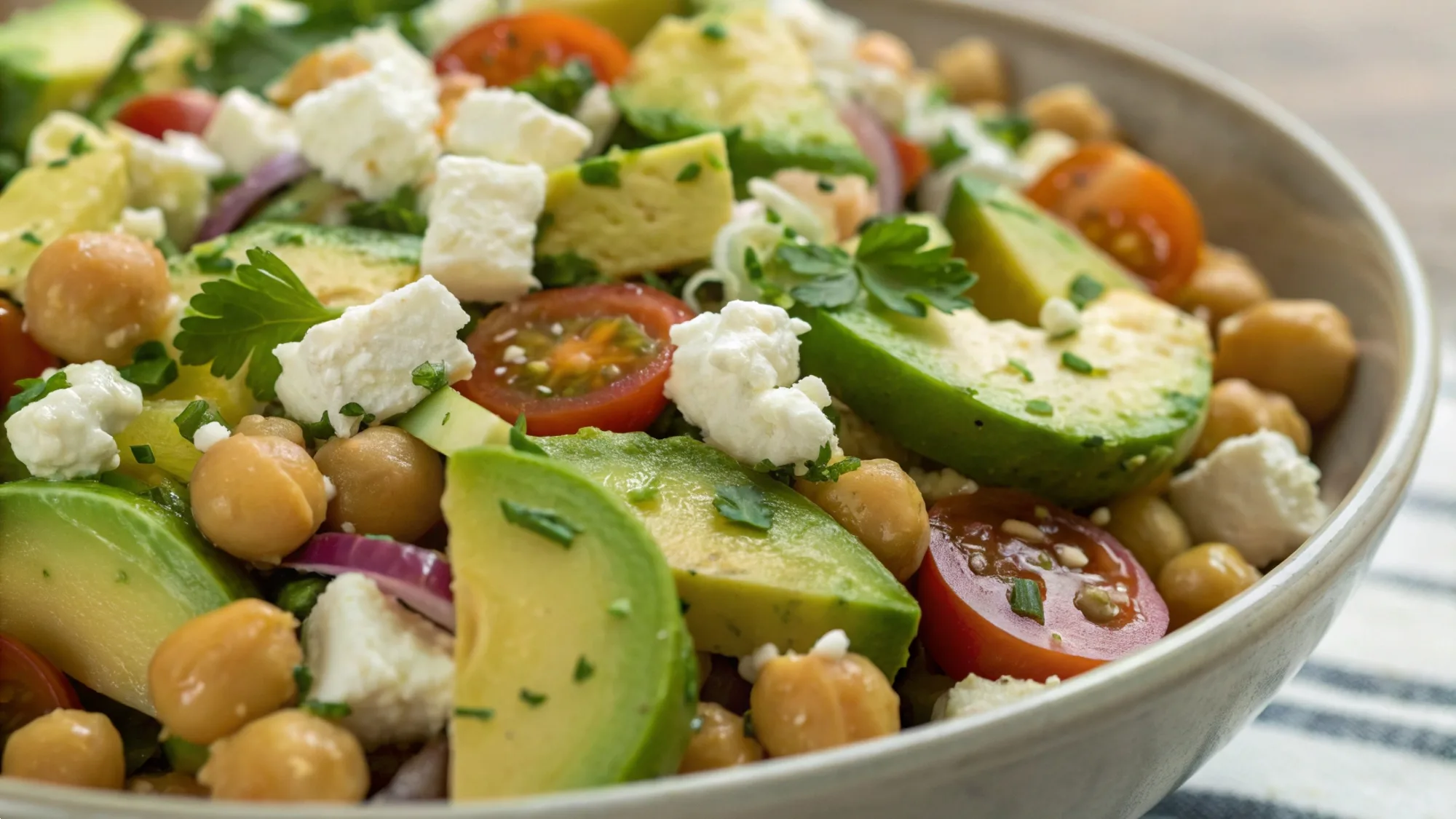 Chickpea Feta Avocado Salad