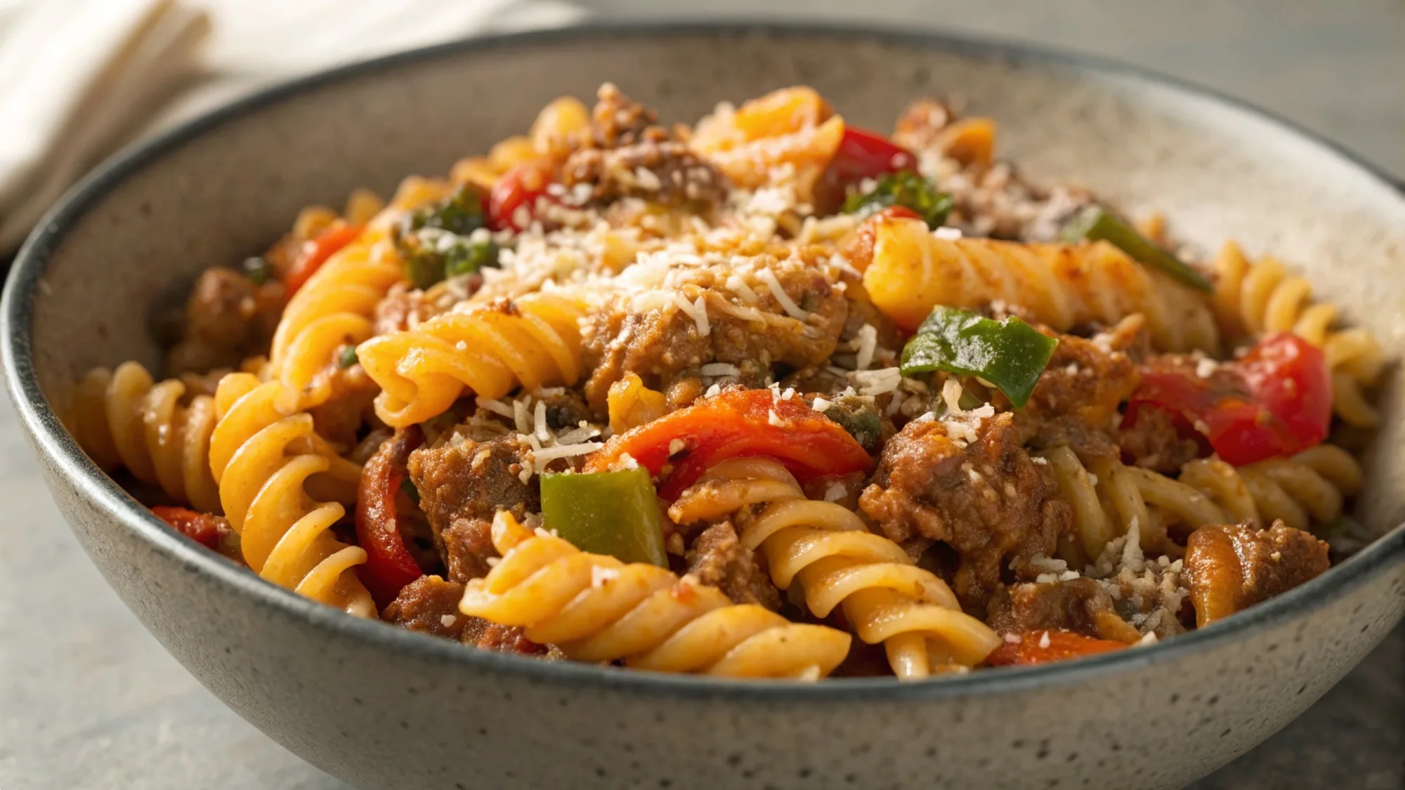 Creamy Cajun Beef Rotini recipe
