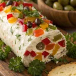 Festive Antipasto Cream Cheese Log recipe