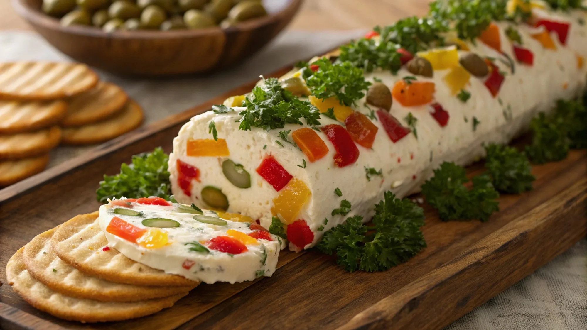 Festive Antipasto Cream Cheese Log