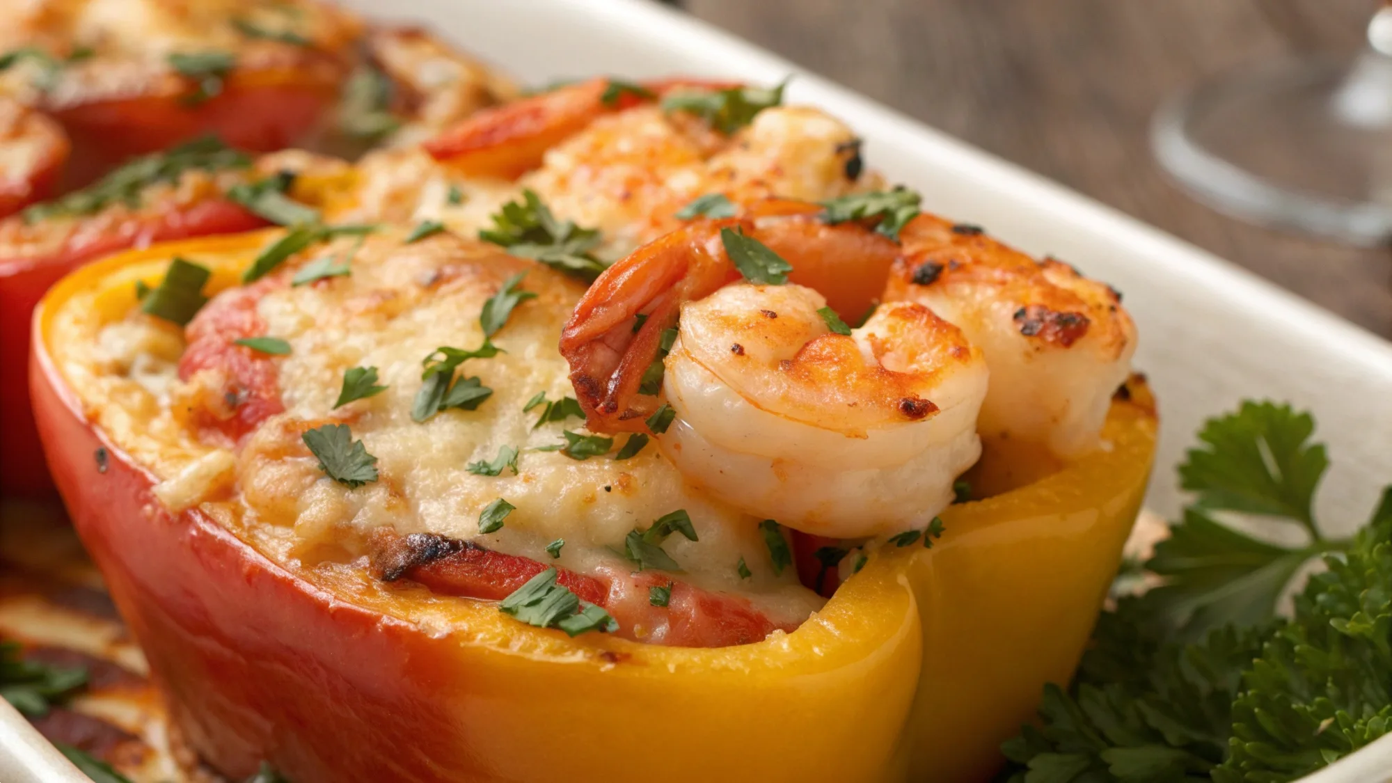 Garlic Butter Shrimp Stuffed Peppers