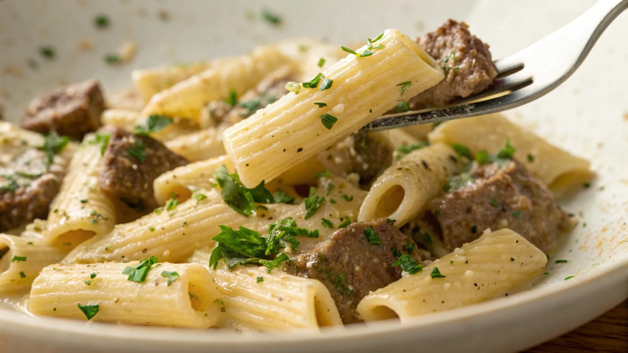 Garlic Butter Steak Rigatoni recipe