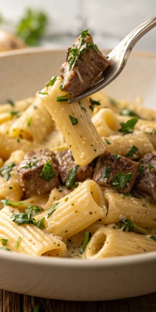 Garlic Butter Steak Rigatoni