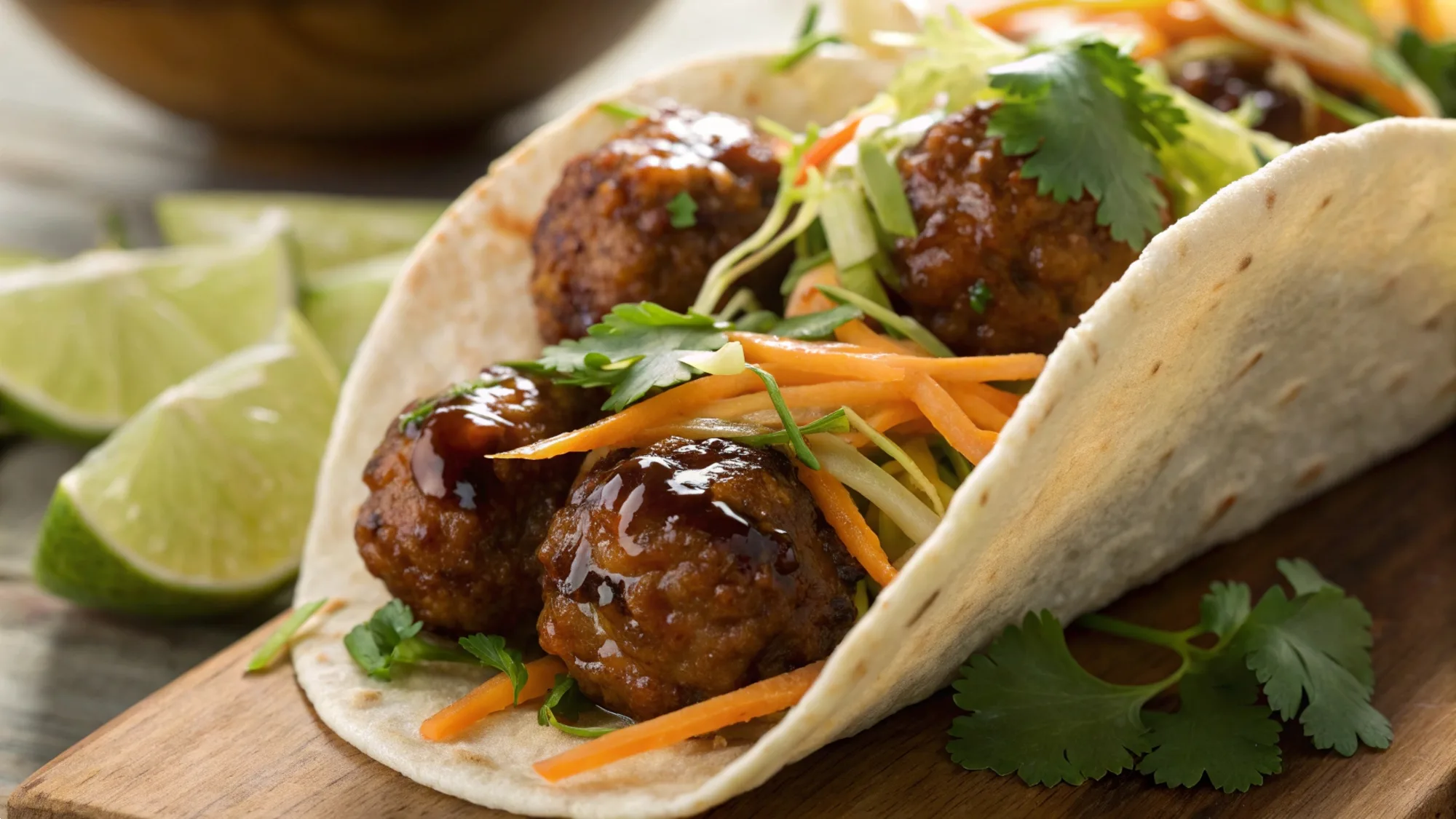 Korean BBQ Meatball Tacos recipe