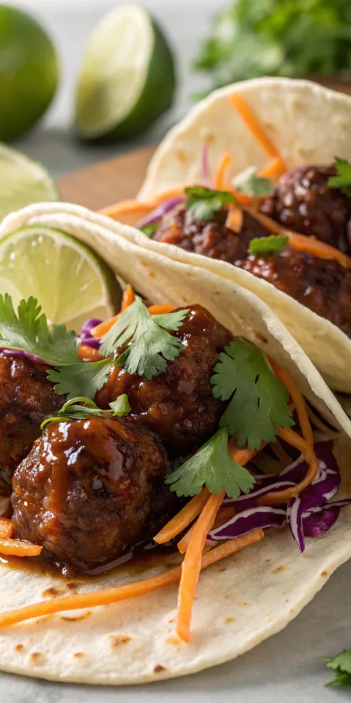 Korean BBQ Meatball Tacos