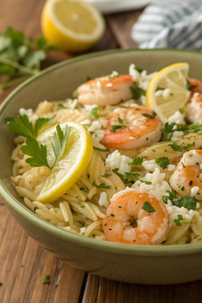 Lemon Feta Orzo Shrimp recipe