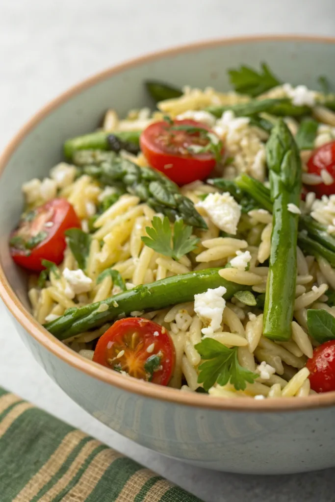 Orzo Asparagus Feta Salad