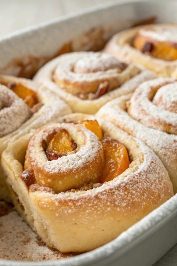 Peach Cobbler Cinnamon Rolls recipe