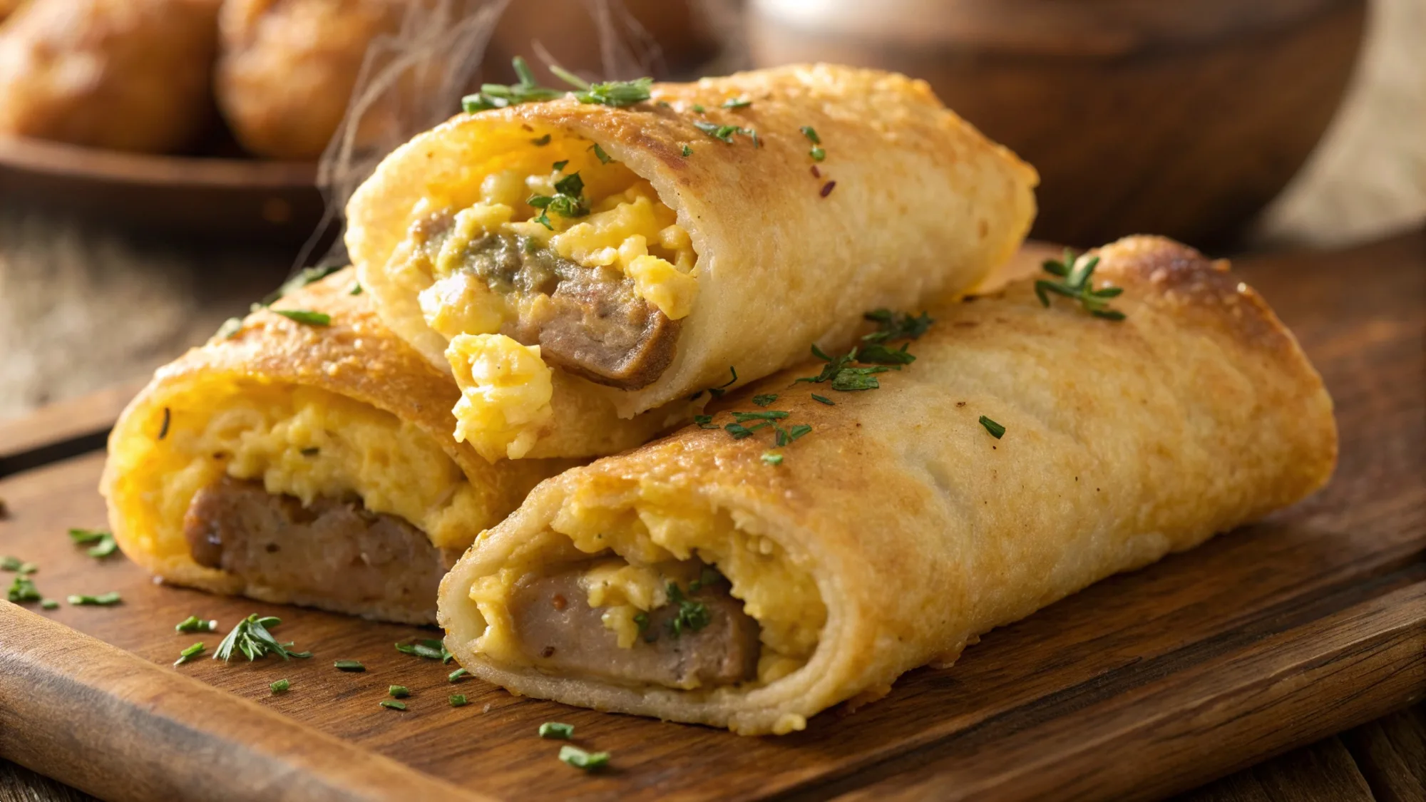 Sausage Egg Cheddar Roll-Ups recipe