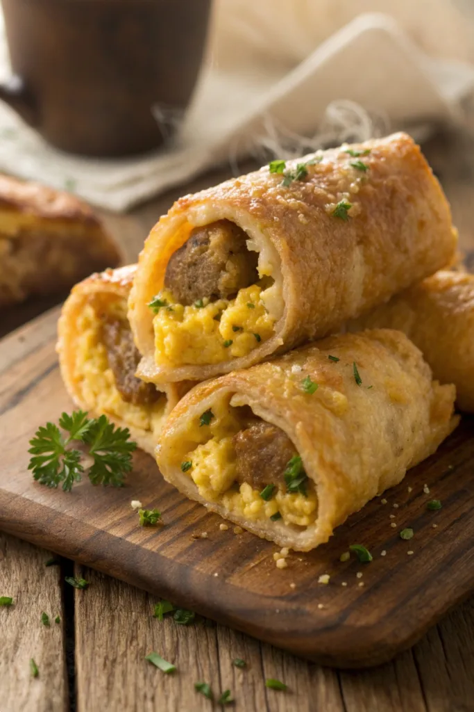 Sausage Egg Cheddar Roll-Ups