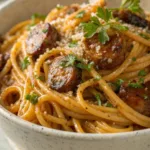 Sticky Honey Garlic Sausage Pasta recipe