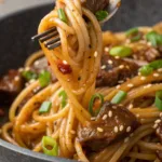 Sweet and Spicy Garlic Steak Pasta