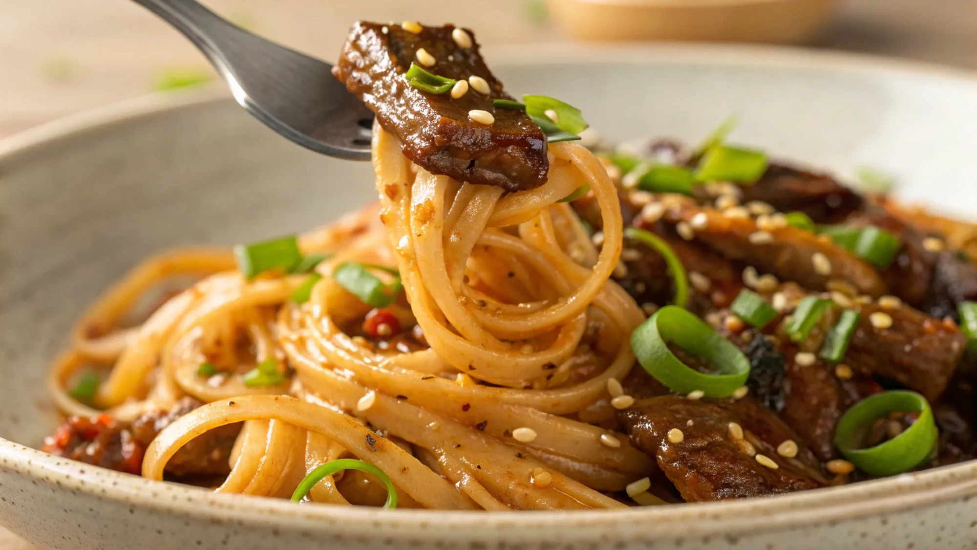 Sweet and Spicy Garlic Steak Pasta recipe