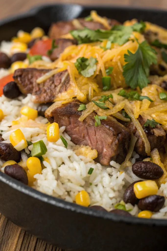 Tex-Mex Steak and Cheese Rice recipe